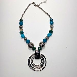 Aqua and turquoise silver necklace.